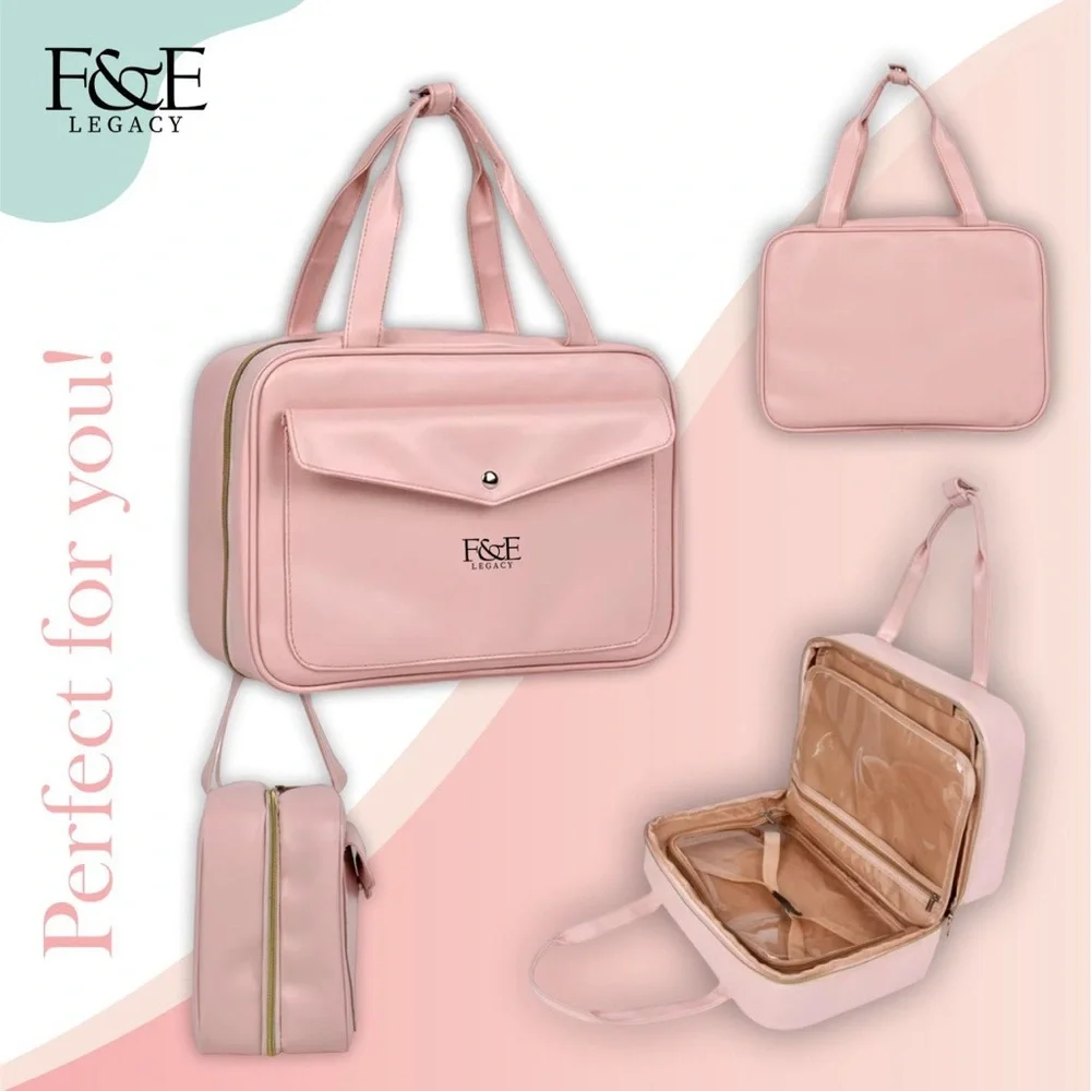 Legacy Premium Pink Leather Hanging Makeup Organizer